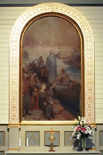 Alttaritaulu Henrik Sjöström 1915 Jeesus saarnaa venheestä